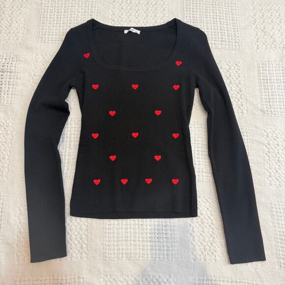 Timing juniors large embroidered red heart knit top sweater SP 2748 - Picture 7 of 10